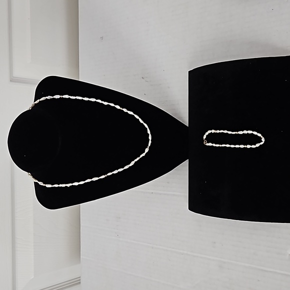 14K Bundle Seed Pearl/Gold Ball Necklace/Bracelet Set - Picture 2 of 5